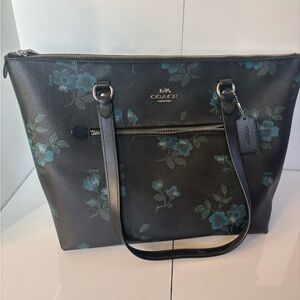 Coach Black and Blue Floral Tote Bag
